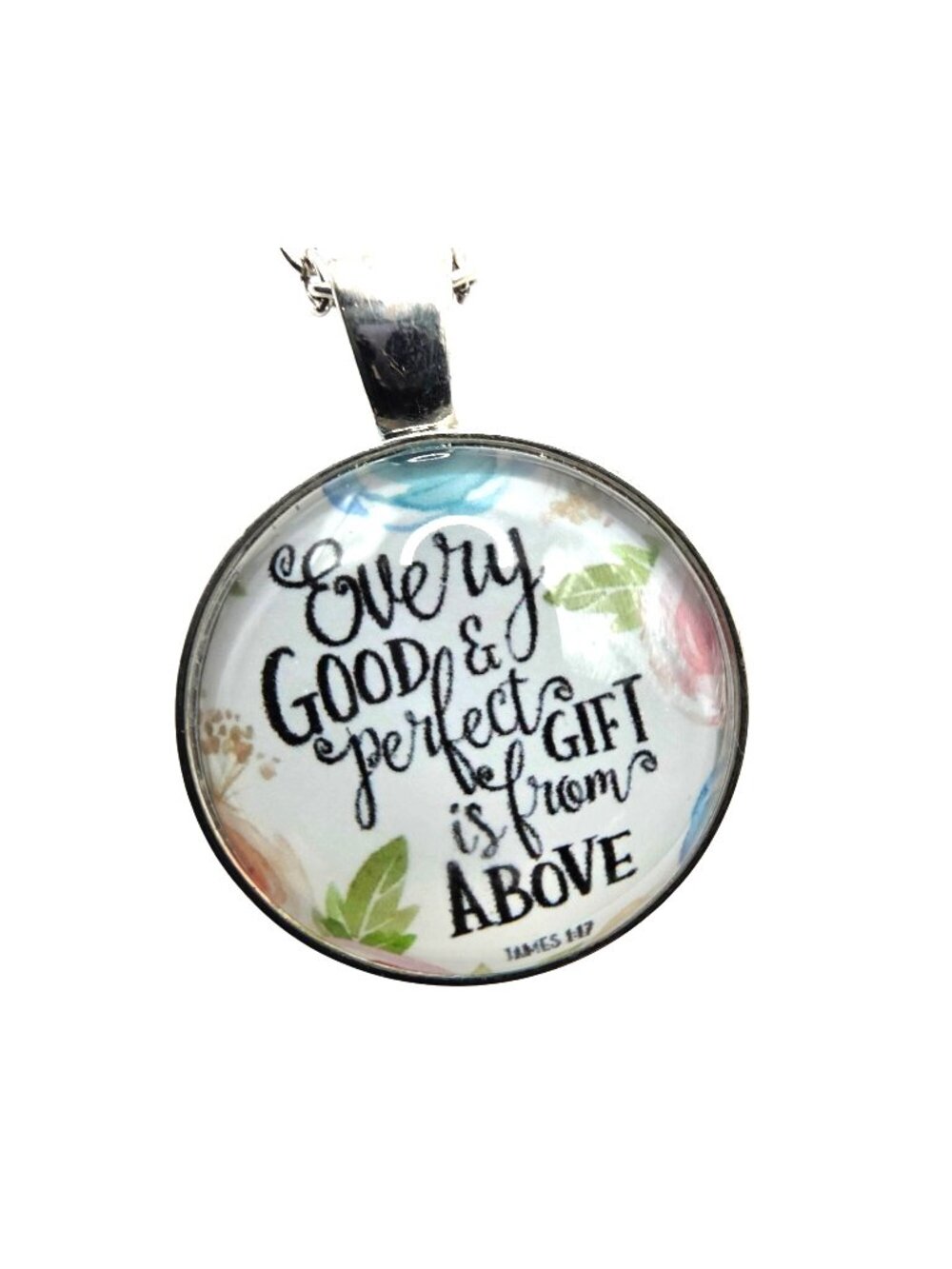 Silver-Tone Pendant Necklace religious inspiring women's jewelry gift spiritual